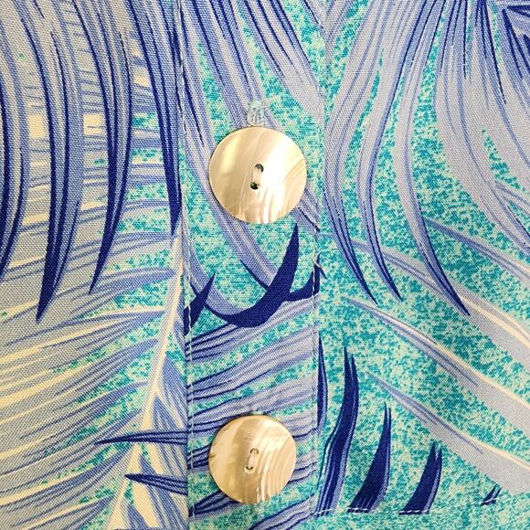 Vintage Paradiso Shirt Tropical Print Fringe Hem Button Front Coastal Medium - Picture 6 of 9